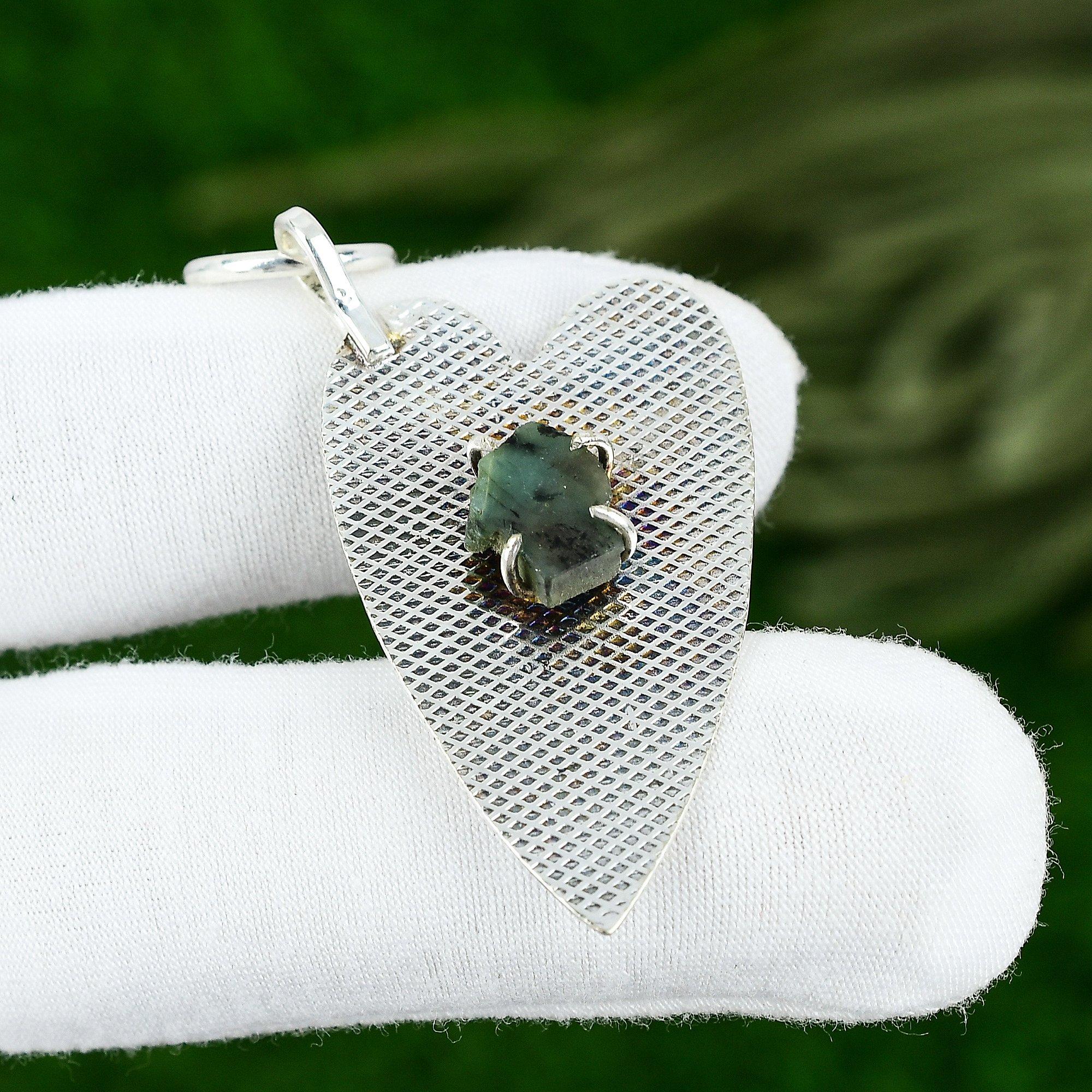 

Friendship Day Sale Sterling Silver Ruby Zosite Rough Gemstone Pendant Jewelry