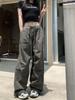"Women's American Retro High-Waist Drawstring Wide-Leg Overalls - Summer Trendy Floor-Length Pants"