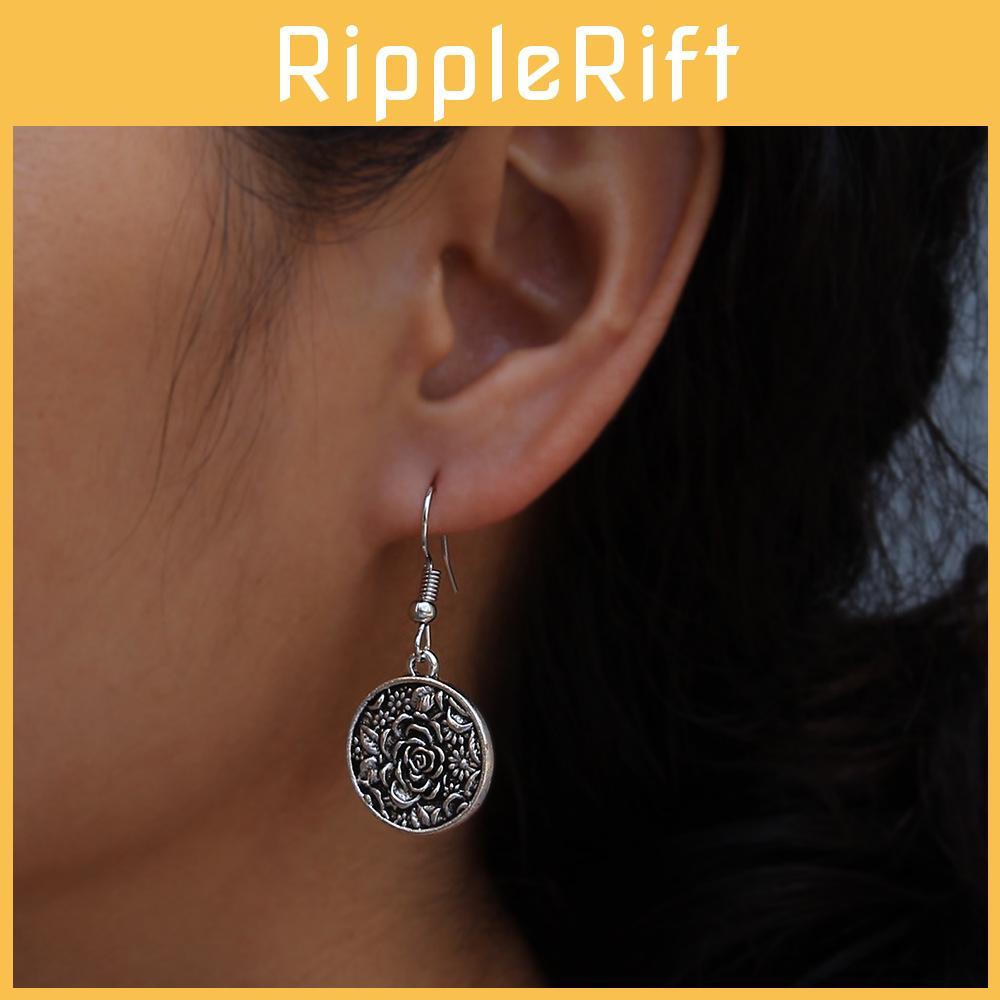 Classic Metal Earrings With Floral Motif And Electroplated Surface For Travel And Anniversary Gifts