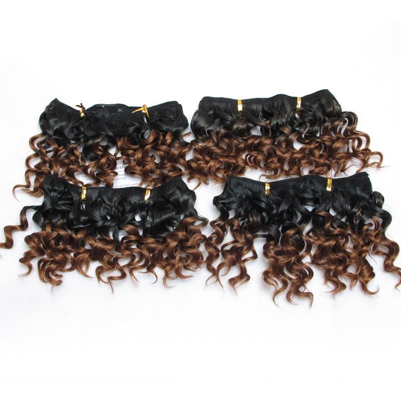 Tissage Naturel Synthetisches Webhaar 6 Zoll Ombré Lockiges Haar 6 Farben 4 Stück 1 Los