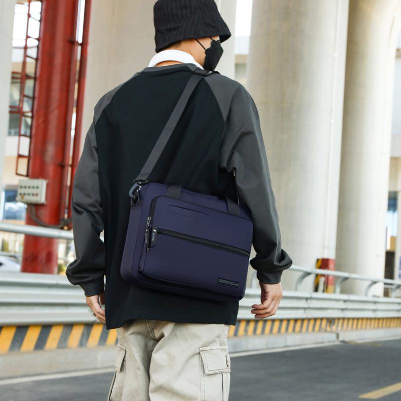 Shoulder Bag Men's Business Handbag Solid Color Travel Bag Large Capacity Crossbody Bag