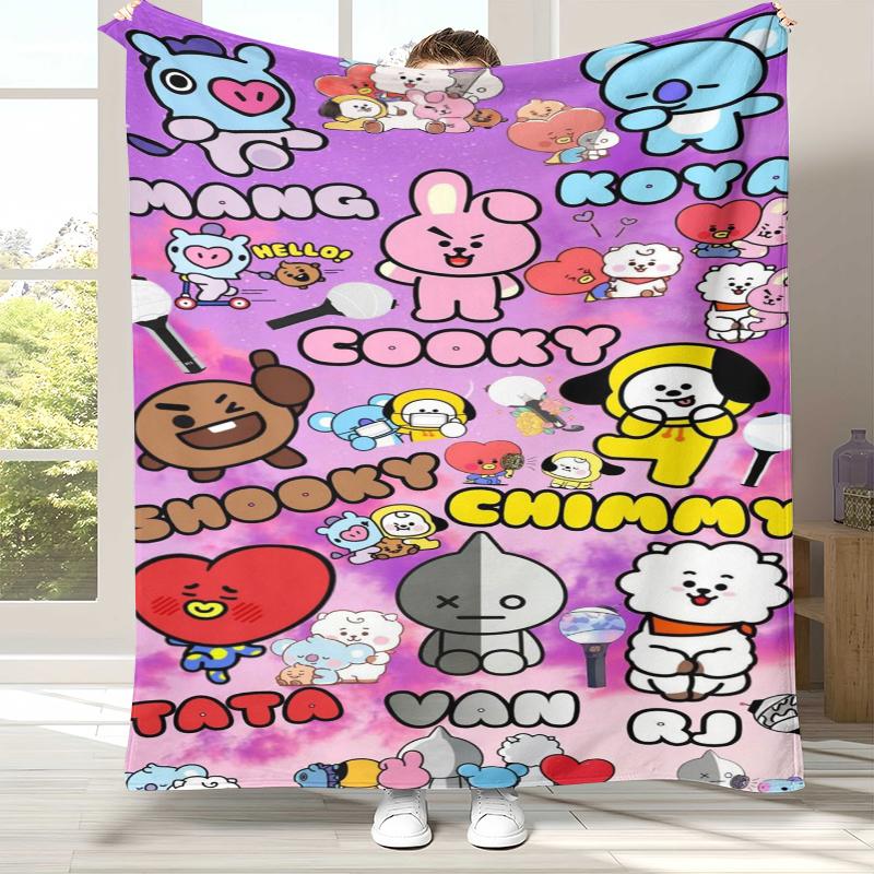 Modische B-BTS Kpop Flanelldecke, Ultraweiche Warme Plüschdecke für Zuhause Schlafzimmer Bett Sofa Abdeckung Büro Camping Picknick Geschenk