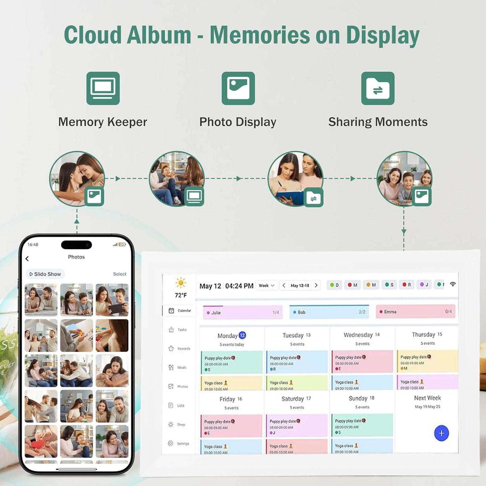

15.6 Inch Wall Planner Digital Calendar Chore 1080P Touchscreen APP Control Dual Purpose Portable WiFi Smart Interactive Display AU Plug