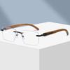 Non-Prescription Glasses Small Square Anti Blue Light Glasses Transparent Rimless Glasses Business Computer Glasses Man UV400