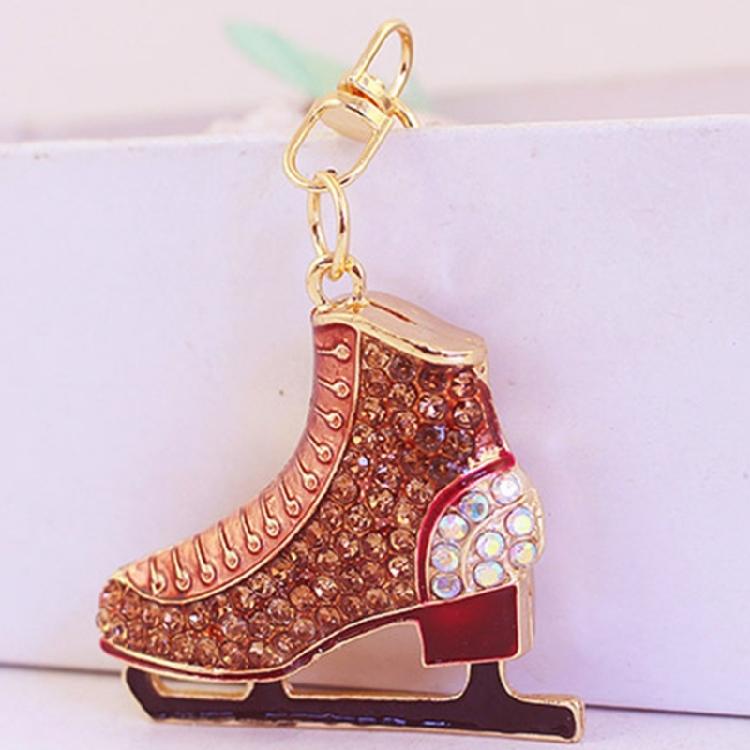 Sportlicher Stil Strass Schlüsselanhänger Premium Legierung Schlüsselring Dekorativer Eiskunstlauf Anhänger Sicherer Verschluss Für Sportfan