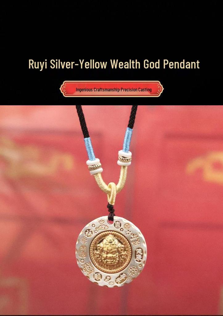 Gold-Plated Yellow Wealth God Pendant - High-End Retro Niche for Peace, Joy & Health