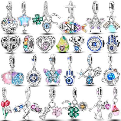 Original Real Copper Charm Beads Cz Zircon Firefly Butterfly Dangle Fit Bracelet Diy Jewelry Marking Gift