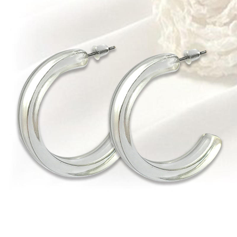 Suijue Day Fashion Acetate Plate C Type, Acrylic Plate, Bow Earrings Women S, Versatile Earrings Jewelry прозрачный белый