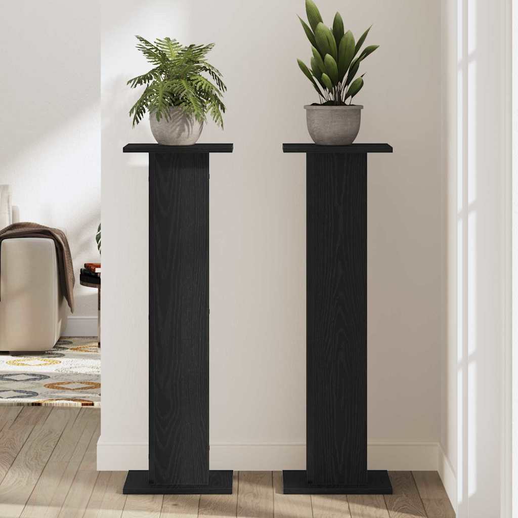 Plant Stand 2 pcs Black Oak Effect 30 x 30 x 95 cm