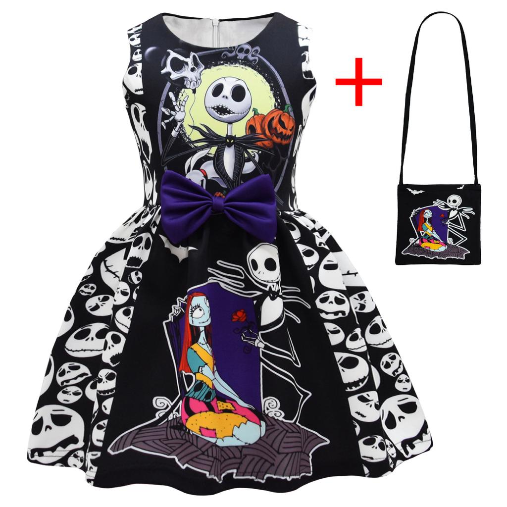 Halloween Sally And Jack, Bow Girl Dress + Bag 9196