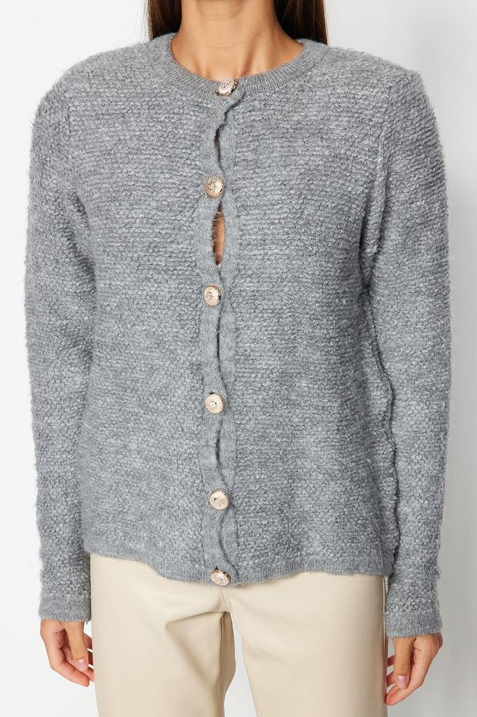 Women's Elegance Style Cardigan Black Soft Textured Accessory Jacket Look Knitwear Cardigan