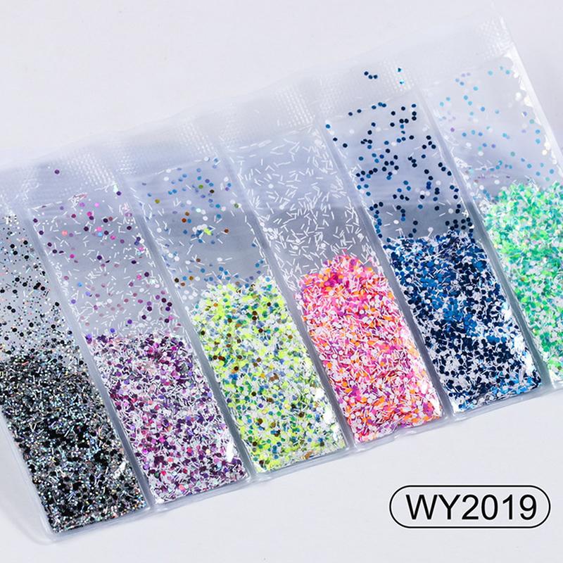 6 Grids/Bag Nail Art Sequins Colorful Nail Polish Flakes Foils For Manicures