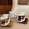 Winter Platform Sneeuwlaarzen met Kunstbont Gesp Riem Suede Warme Katoenen Schoenen voor Dames Casual Verdikt Vintage Dikke Zool Enkellaarzen