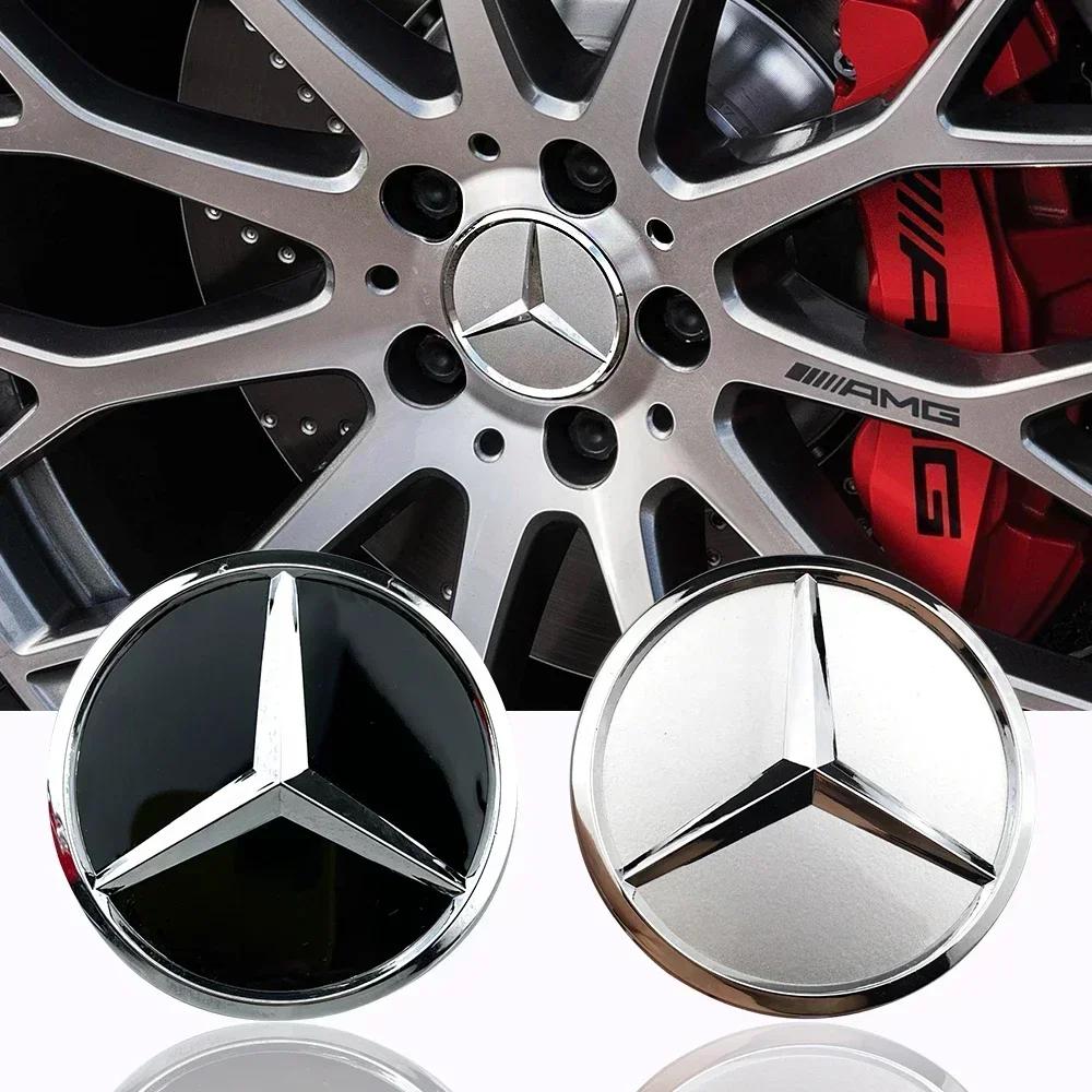 FDM5 4pcs 60mm Black Silver Car Wheel Cap Badge Logo Cover For Mercedes Benz W176 W177 W204 W205 W212 W213 W206 X156 X253 W117 W166