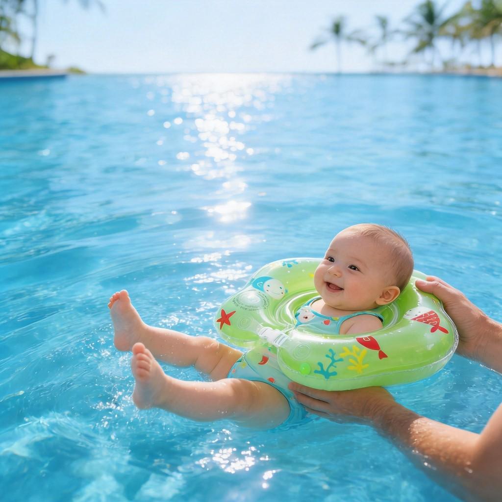 Baby Inflatable Adjustable Neck Ring For Children Swimming And Water Play With Ecofriendly Pvc