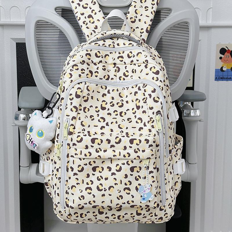 Schulrucksack Rucksack neuer Leopardenmuster Schulrucksack Amerikanischer College-Student Koreanische Version niedlich große Kapazität Nische Ins Rucksack