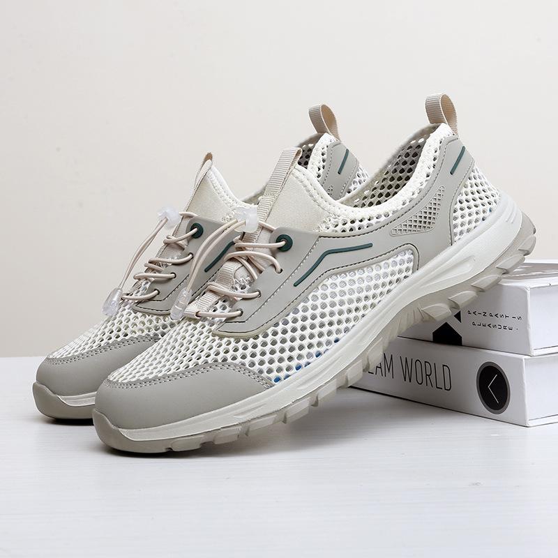 

Мужские сетчатые туфли весна новые дышащие ботинки для ходьбы мужские спортивные повседневные кроссовки сетчатые походные туфли 46 бежевый