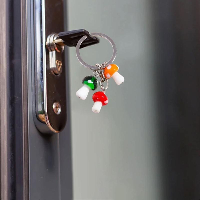 Lovely Mushroom Keychain With Colorful Glass Designs For Keys Bags And Personalize Accessories