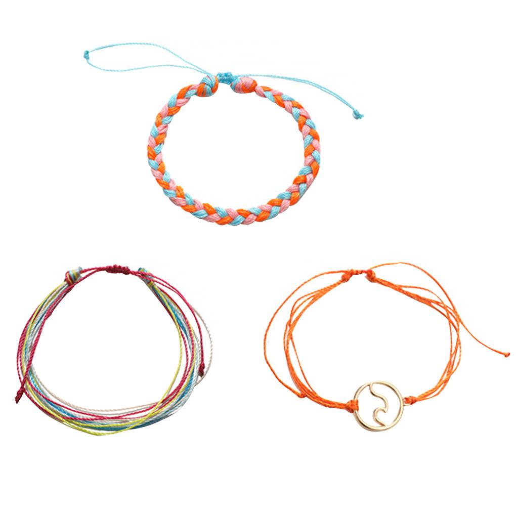 Hemp Rope Braided Bracelet Jewelry Multicolor Three-piece Set Unisex Gift
