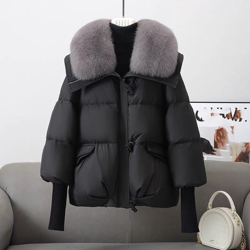 

Пуховик Зимний Западный Стиль Утепленный Короткий Свободный Меховой Воротник Пуховик Пуховик Куртка XXXL чёрный