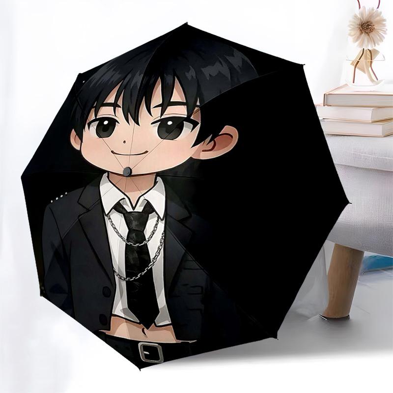 1pc Anime Character Outdoor Umbrella - Automatic Opening/Closing, Portable 3-Fold Design, 8-Bone Iron Frame - Perfect Gift for Fans, Travelers, D