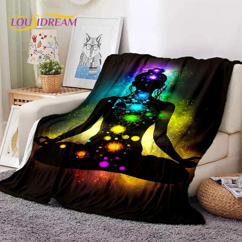 3D Yoga Meditation Rainbow 7 Chakra HD Soft Flannel Blankets,Throw Blanket Comfortable Blanket for Picnic Beds Home Bedroom Gift