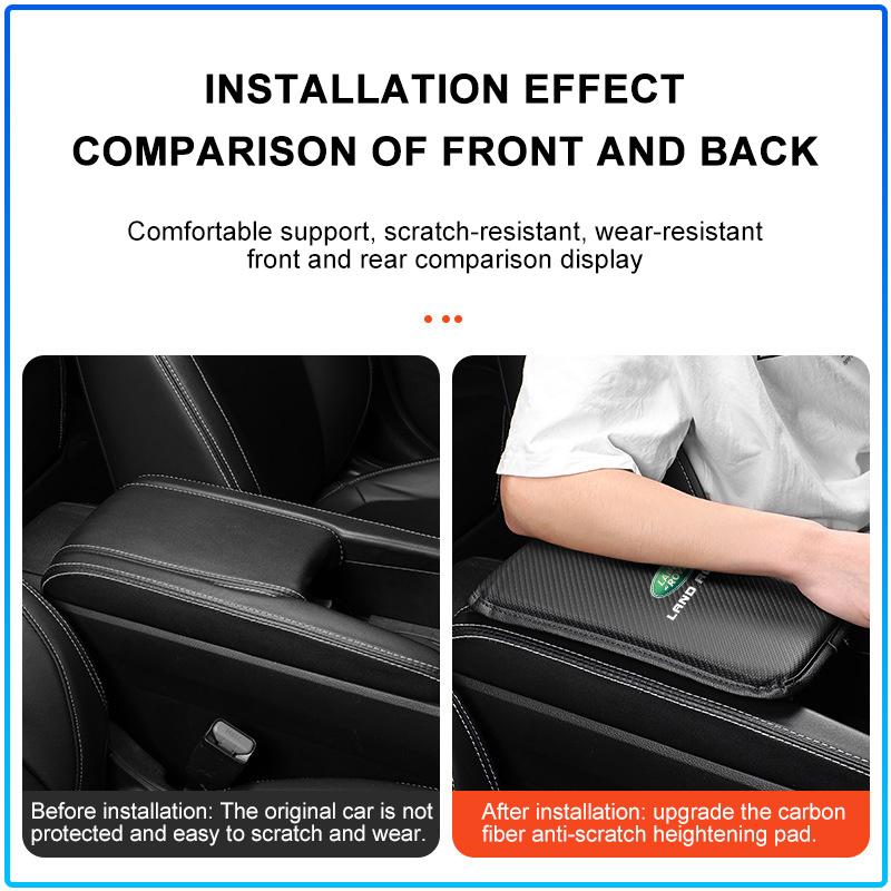 1Pcs Car Armrest Box Mats Leather Center Console Covers Emblem For Land Rover Freelander 2 L2 L319 L462 LF Range Sport Evoque L322 Discovery 2 3 4 5