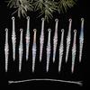 12Pcs Transparent Christmas Icicle Pendants Twisted Design Crushed Ice Acrylic Christmas Tree Ornaments DIY Elegant