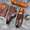 Handmade Men Oxford Shoes Business Leather Shoes Pointed Toe Brogue Dress Shoes Office Comfortable Casual Shoe Lace-Up Men Shoe