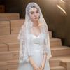 Flower Veil Prayer Shawl Lace Trim Bride Head Gauze Elegant Wedding Lace Shawl  Woman