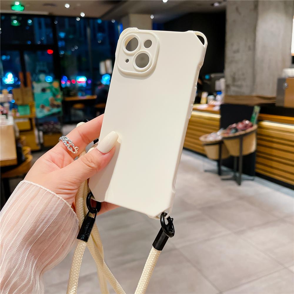 Sznurkowy naszyjnik crossbody z przezroczystym etui dla iPhone 15 11 12 13 14 Pro Max Plus 7MM Pasek Miękka Pokrowiec Silikonowy