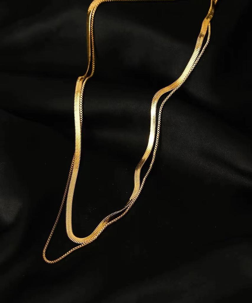 Titanium Steel Necklace Women'S O-Chain Lip Chain Plated Real Gold 18K Non-Fading Collarbone Chain Neck Chain Plain Chain