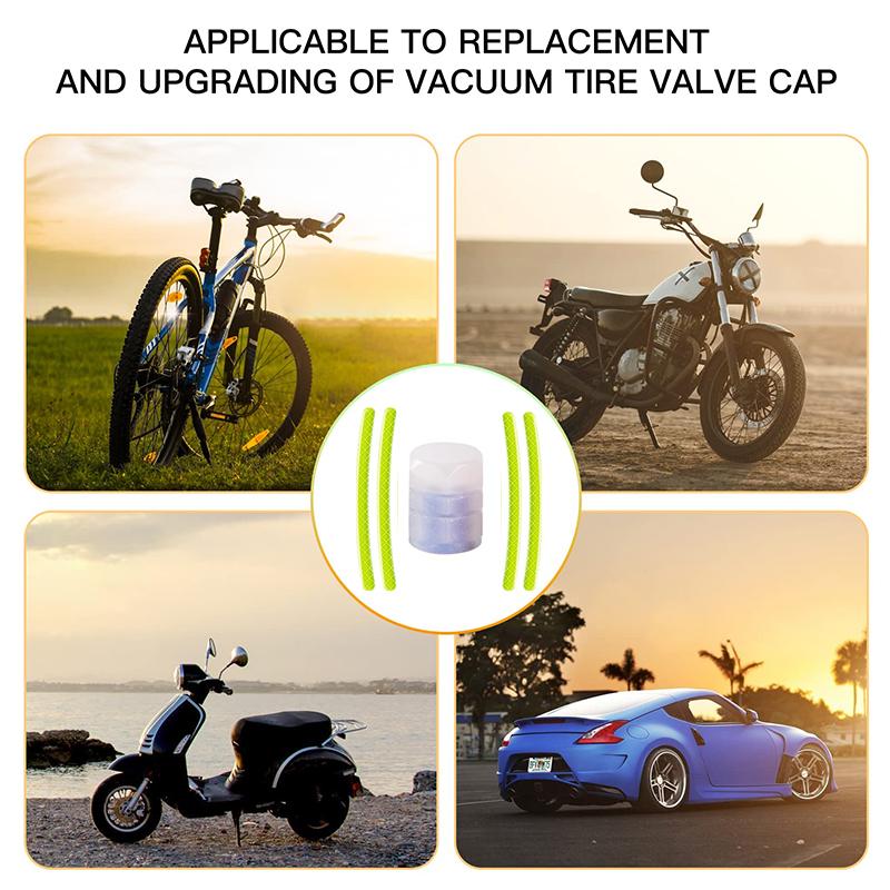 Moto Wheel Reflective Stickers Luminous Valve Caps Fluorescent DIY Car Bicycle Wheel Styling Tyre Hub Motorcycle Accessories