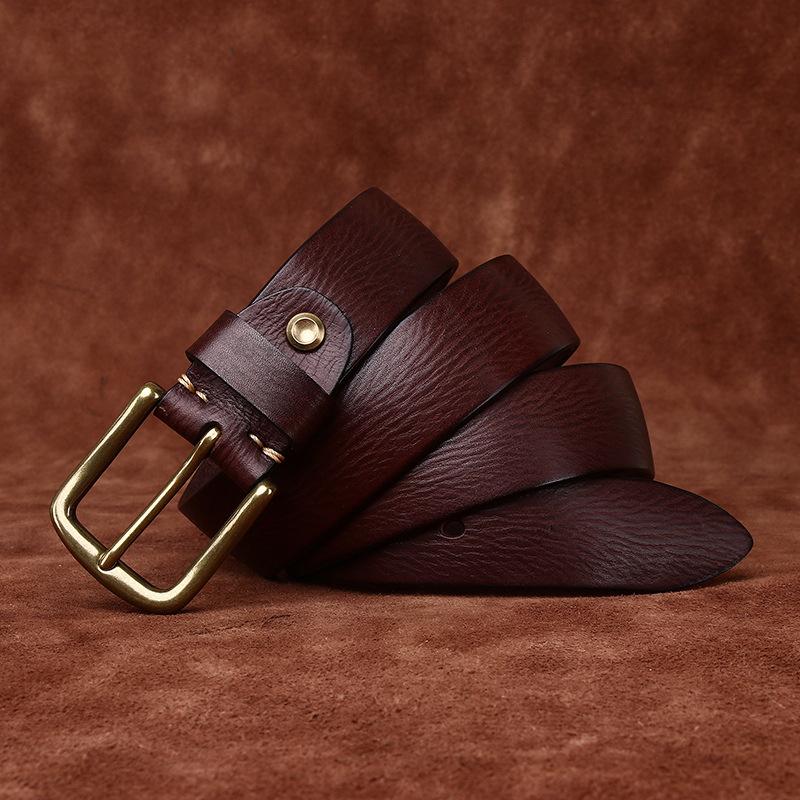 Personality Trend Retro Old Concave Washed First Layer Cowhide Leather Belt Men'S Versatile Casual Jeans Belt