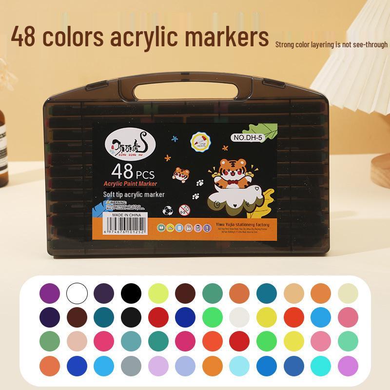 Top Tiger Acrylic Brush Marker Set for Kids - Soft Tip, Overlapping Colors, Little Black Box