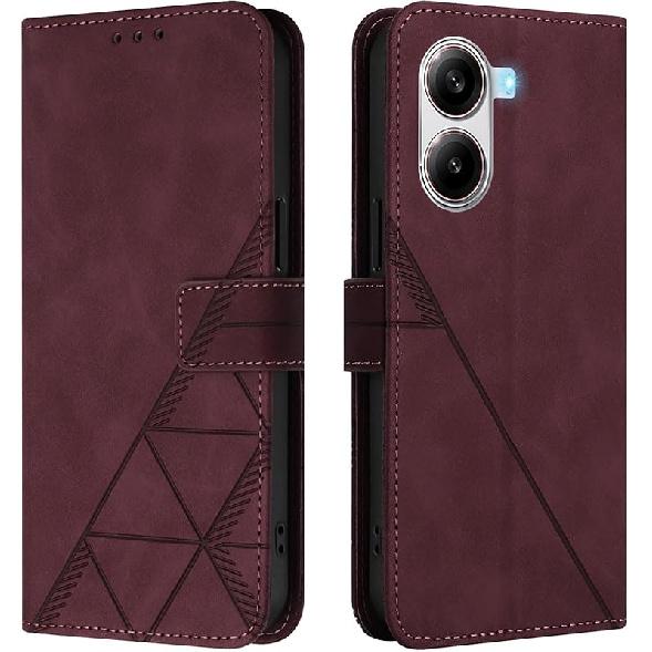 

Flip Case for Poco X7 Pro 5G Faux Leather Wallet Holster with Cards Holder Kickstand Magnetic Closure Shockproof Folio Protect Cover for Xiaomi Poco вина червоного кольору