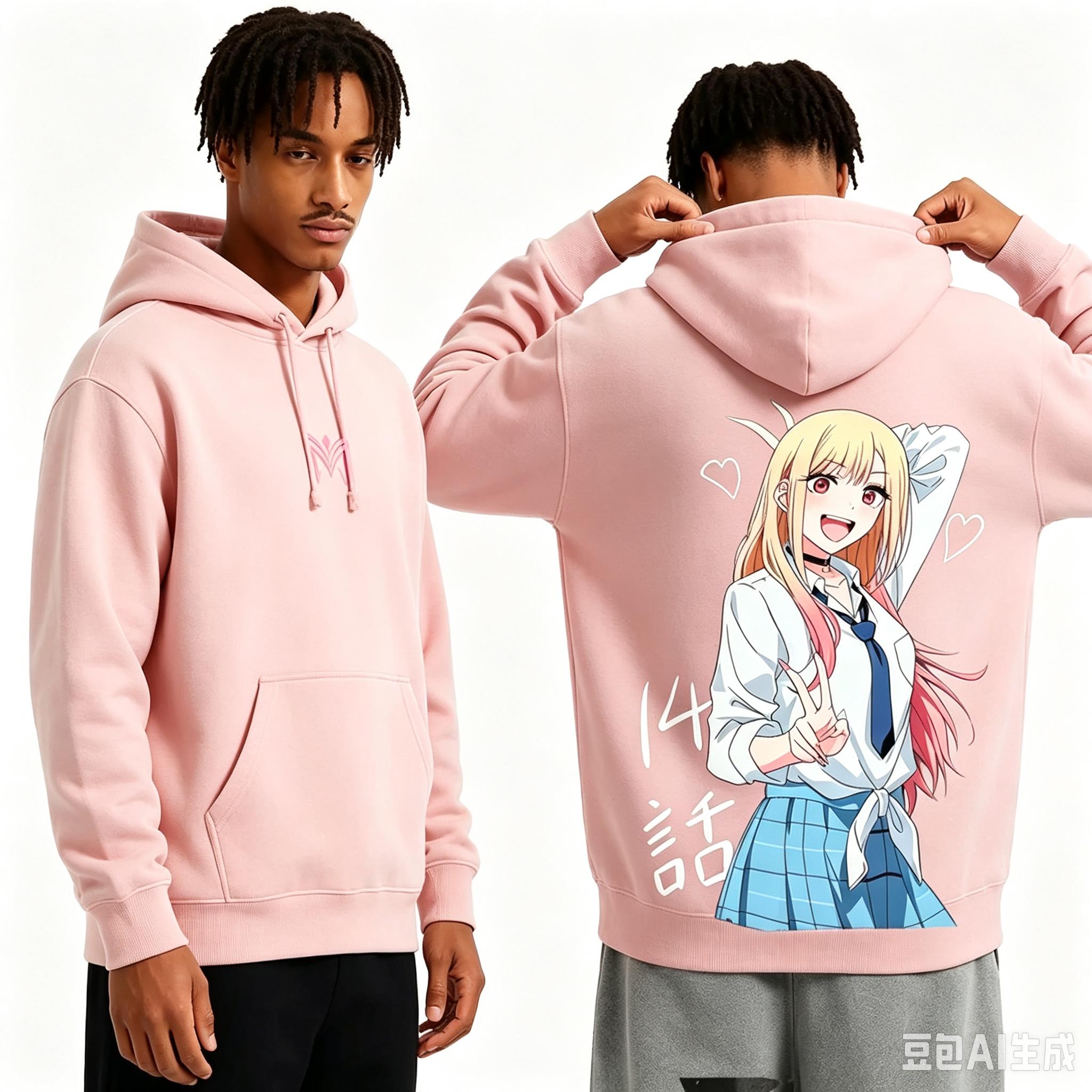 Kitagawa Marin Anime Print Übergroßer Grafik-Hoodie Herren Damen Streetwear Y2k Sweatshirt Hoodies Freizeit Locker Fleece Warm Damen Herren Kleidung S gray