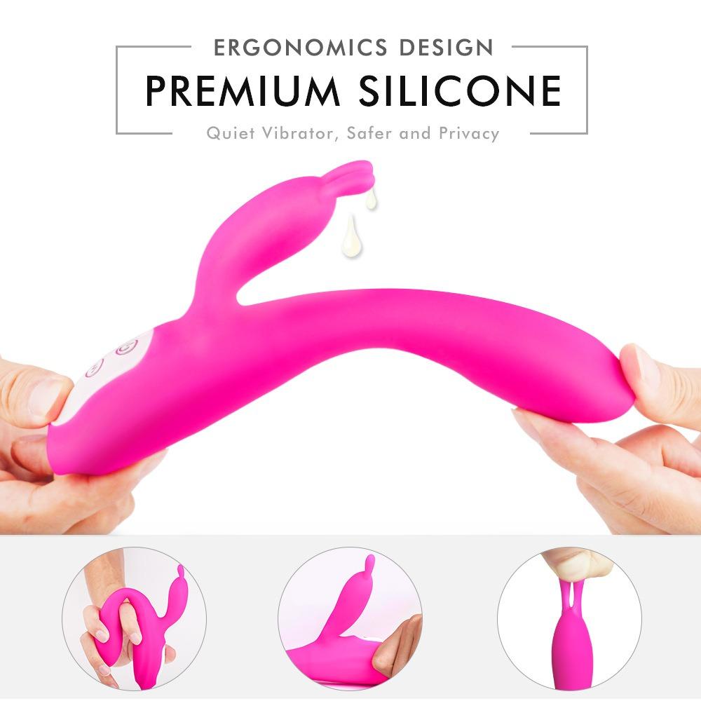 G Spot Rabbit Vibrator with Heating Function and Bunny Ears for Clitoris G-spot Stimulation Waterproof Dildo Women or Couple Fun