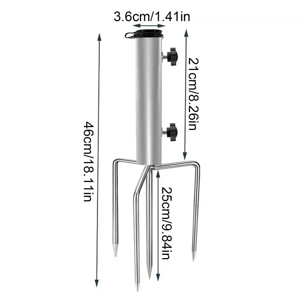 with Hanging Hook Camping Umbrella Base 4 Nails Outdoor Flag Pole Holder Courtyard