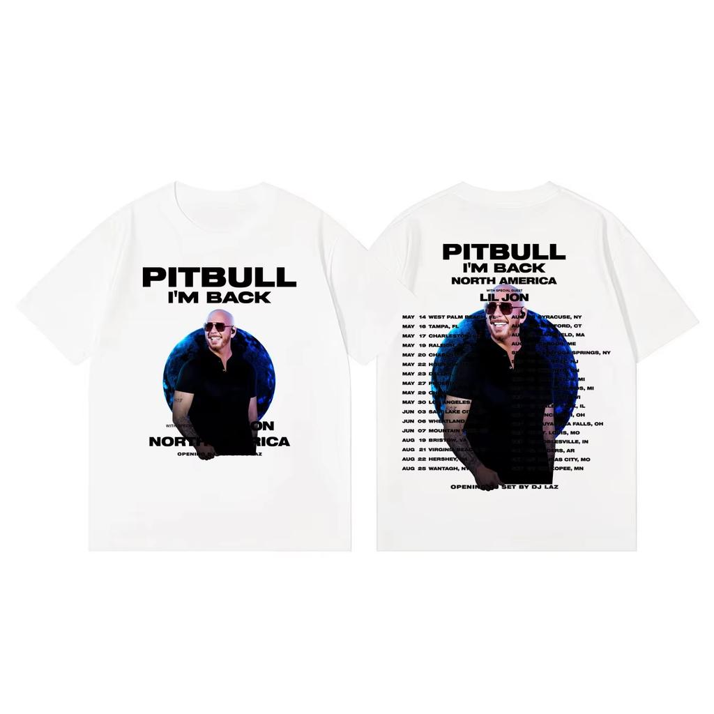 Mr.worldwide Pitbull I'm Back Tour 2026 Maglietta Moda Hip Hop Manica Corta T-shirt Uomo Donna Estate Moda Maglietta Trendy