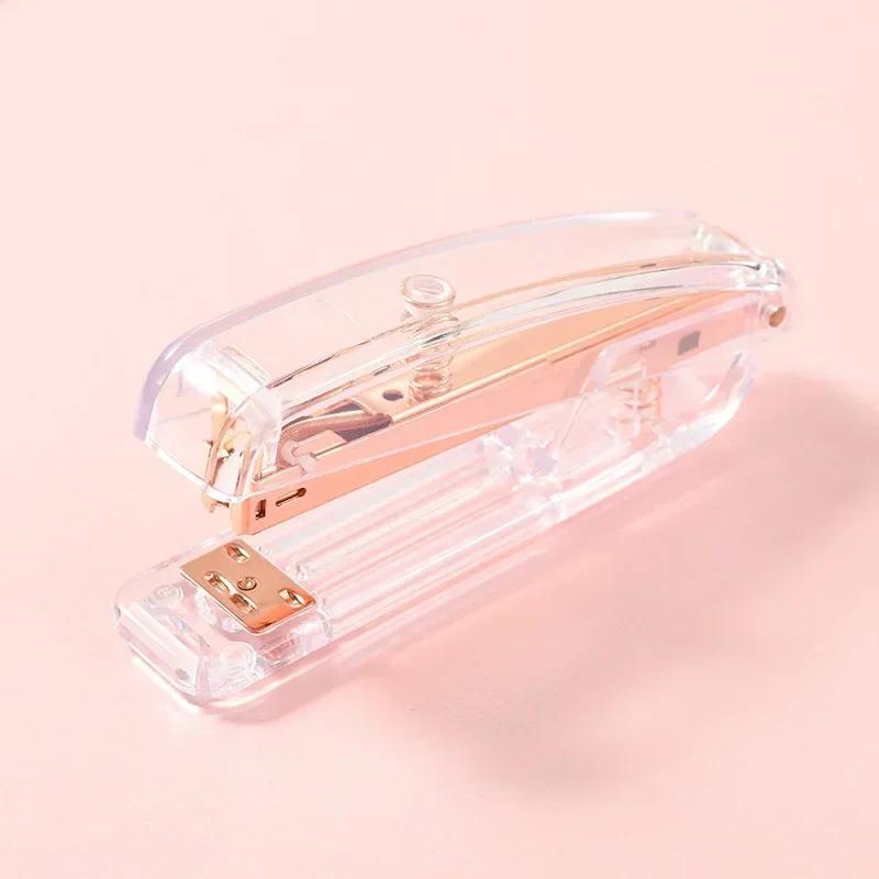 Nordic Style Simple Advanced Transparent Office Supplies Rose Gold Stapler Staple Remover Hole Punch Scissors School Stationery