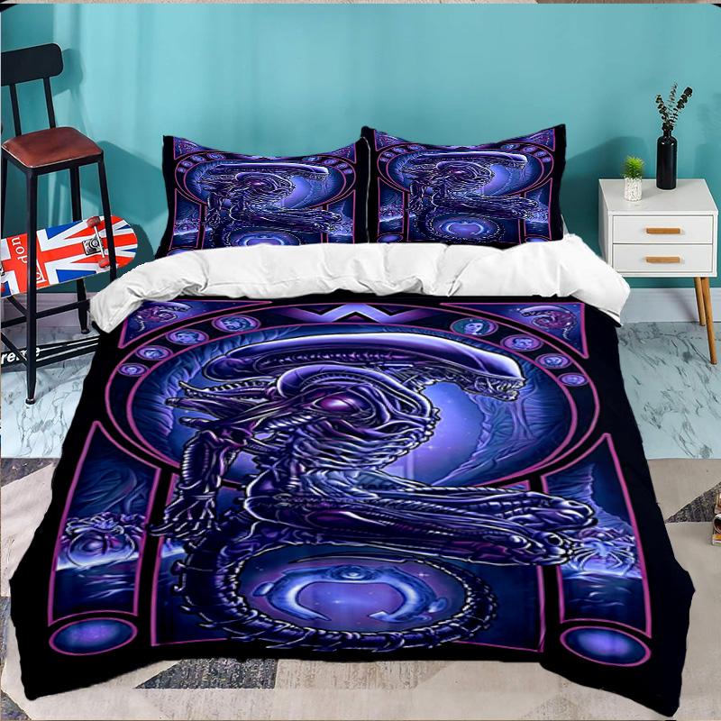Alien Artwork 3pcs Bedding Set,Including 1pc Duvet Cover And 2pcs Pillowcases Perfect Gift for Christmas,Ideal for Bedroom, Dormitory