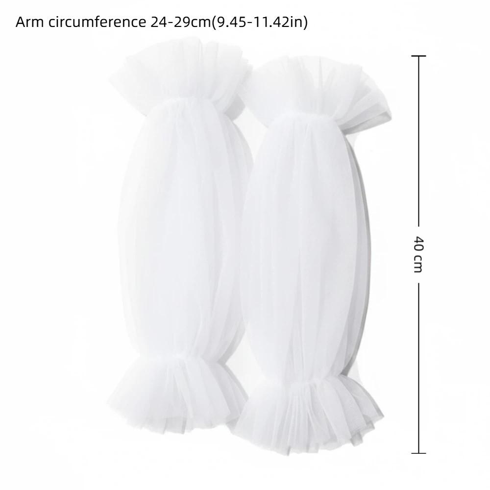 Wedding Sleeves Elastic Cuff Bride Wedding Gloves Soft Gauze Wedding Dress Removable Sleeve Solid Color Detachable Tulle Wedding