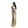 French Heavy Industry Neck Halter Slim Slim Satin Dress Birthday Party Dress Long Dress Women's Summer
