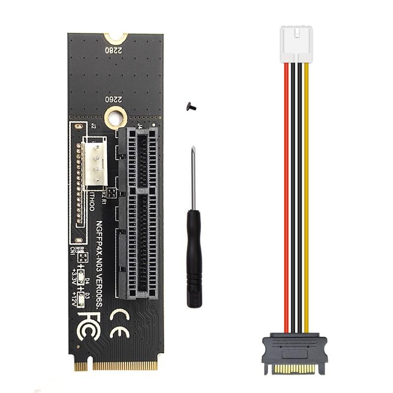 M2 to PCIE 4X Riser Card Adapter M.2 Key M to PCIe X4 Transfer with LED Voltage Indicator for PCI Express 1X to 16X Riser Mining