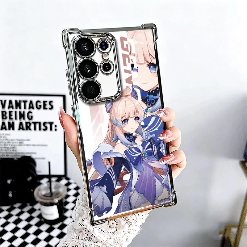 Genshin Impact Design Beschichtete Handyhülle Für Samsung Galaxy S24 S25 FE S26 Edge S23 Ultra S22 S21 Plus S20 Anti-Fall Airbag Abdeckung