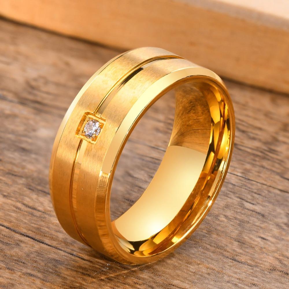 Men's Titanium Steel Single Zircon Ring Stainless Steel Stylish Index Finger Jewelry