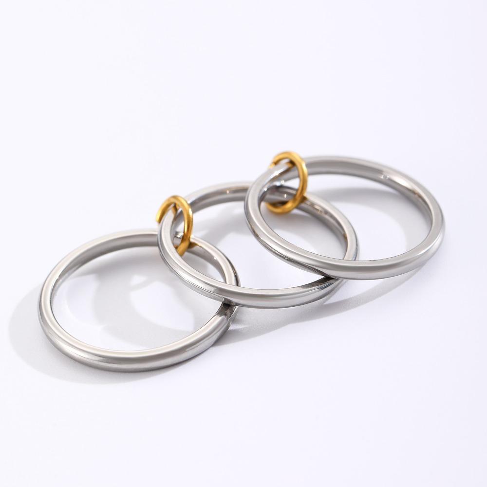

Кольцо на палец из нержавеющей стали, двухцветное, с тремя кругами и крестом, для женщин и мужчин, модное, высококачественный циркон 9