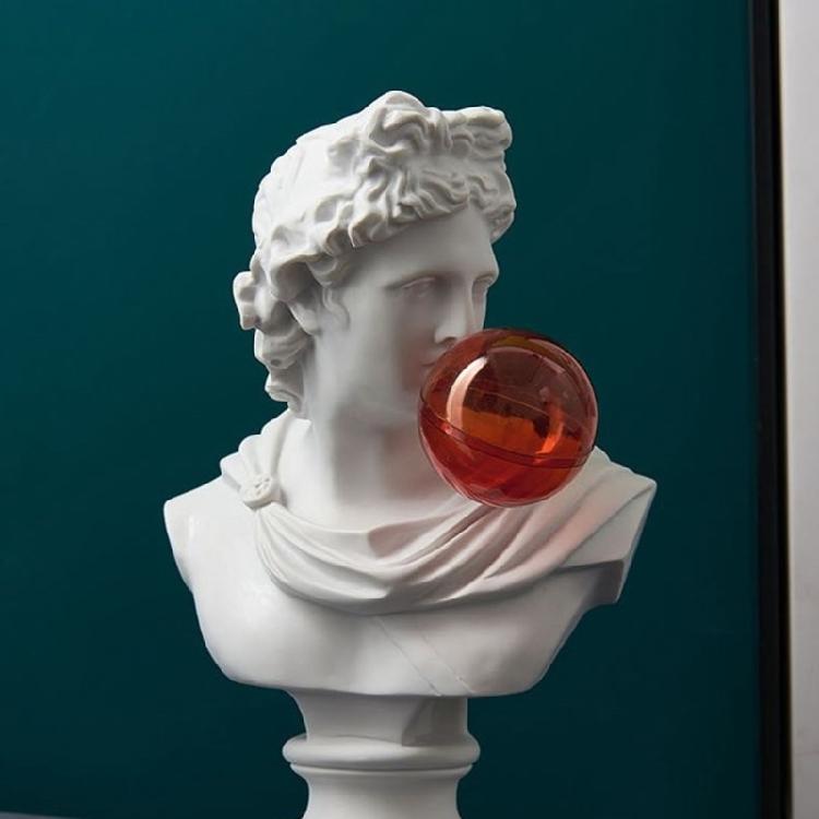 Unik Resin Blåser Bubblor Grekisk Figur Klassisk Grekisk Byssskulptur för att Lägga till Kul på Skrivbordet och i Bostadsutrymmet
