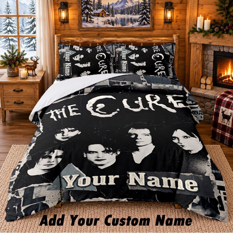 The Cure Pattern Bedding 3Pcs Set Custom Name, Bed Sheet And Pillowcases For Home Bedroom